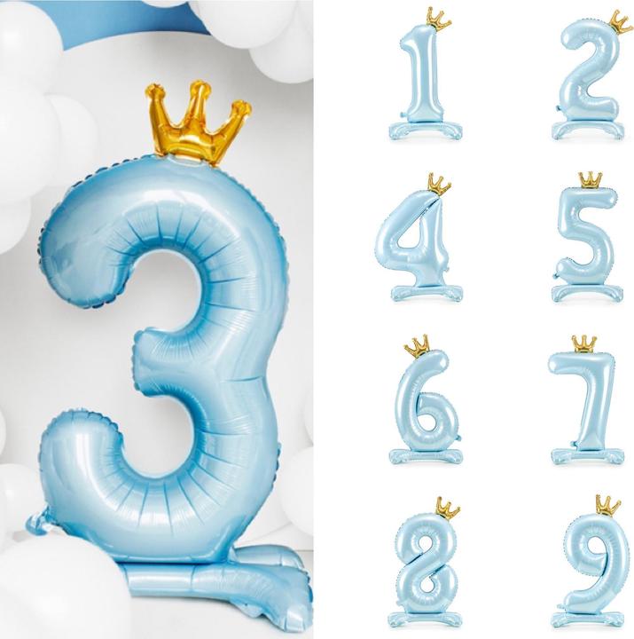 Produktbild Partydeco Ballon Zahl 3 auf fuss - Blau (1 x)