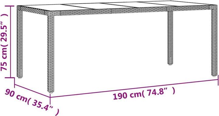 Produktbild vidaXL Gartentisch (190 x 90 x 75 cm)