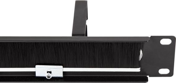 Actual product image LogiLink 19" cable management panel with 4 steel brackets and brush strip, black