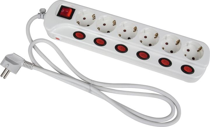 Image du produit Heitronic 45190 Prises multiples avec interrupteur 3x blanc contact de protection 1 pce (3x, CEE 7/3, 1.50 m)