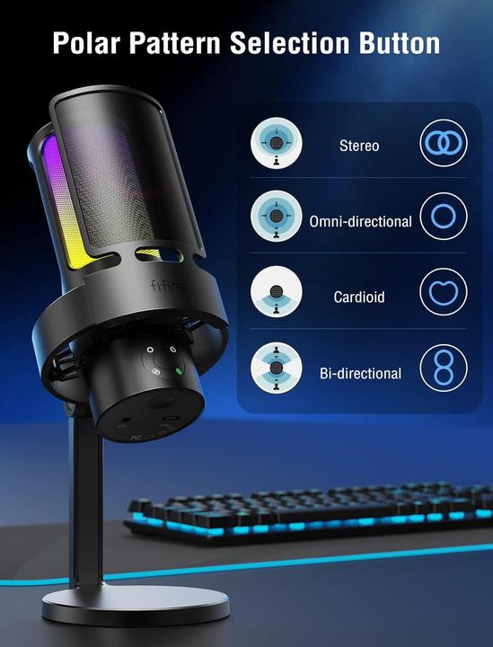 Immagine prodotto Fifine A8PLUS USB Microphone for Recording and Streaming on PC and Mac, with 3 RGB Modes