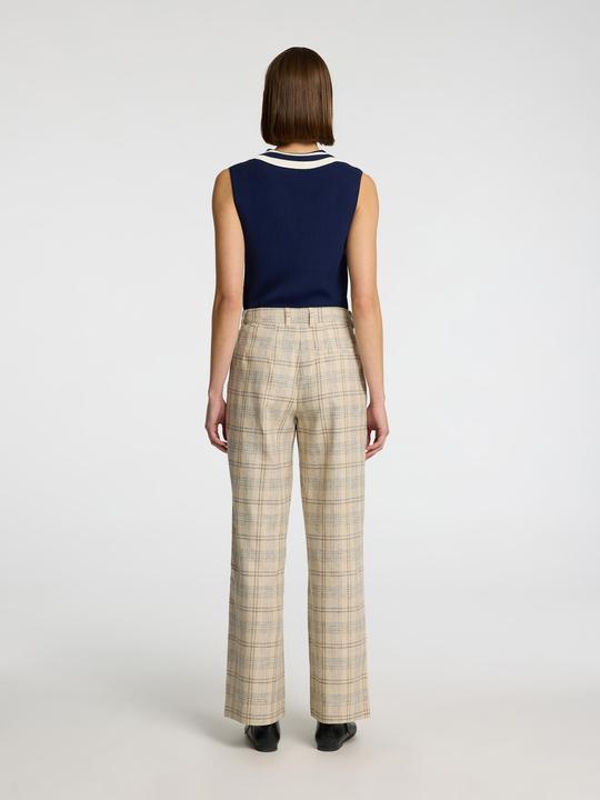 Produktbild Selected Femme Leinenmix Karo Hose mit weitem Bein (38)