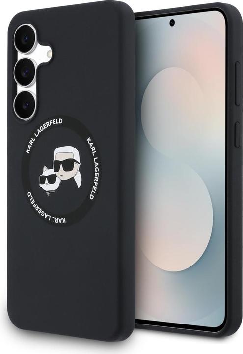 Karl Lagerfeld - Silicone KC Heads MagSafe (KLHMS25FESKCHTCK) - Samsung Galaxy S25 FE - Black (Samsung Galaxy S25 FE)