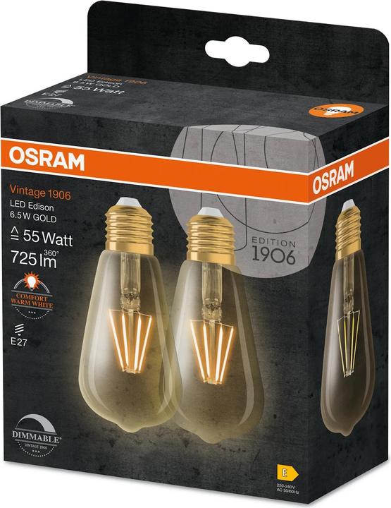 Image du produit Osram Vintage 1906 (E27, 6.50 W, 725 lm, 2 x, E)