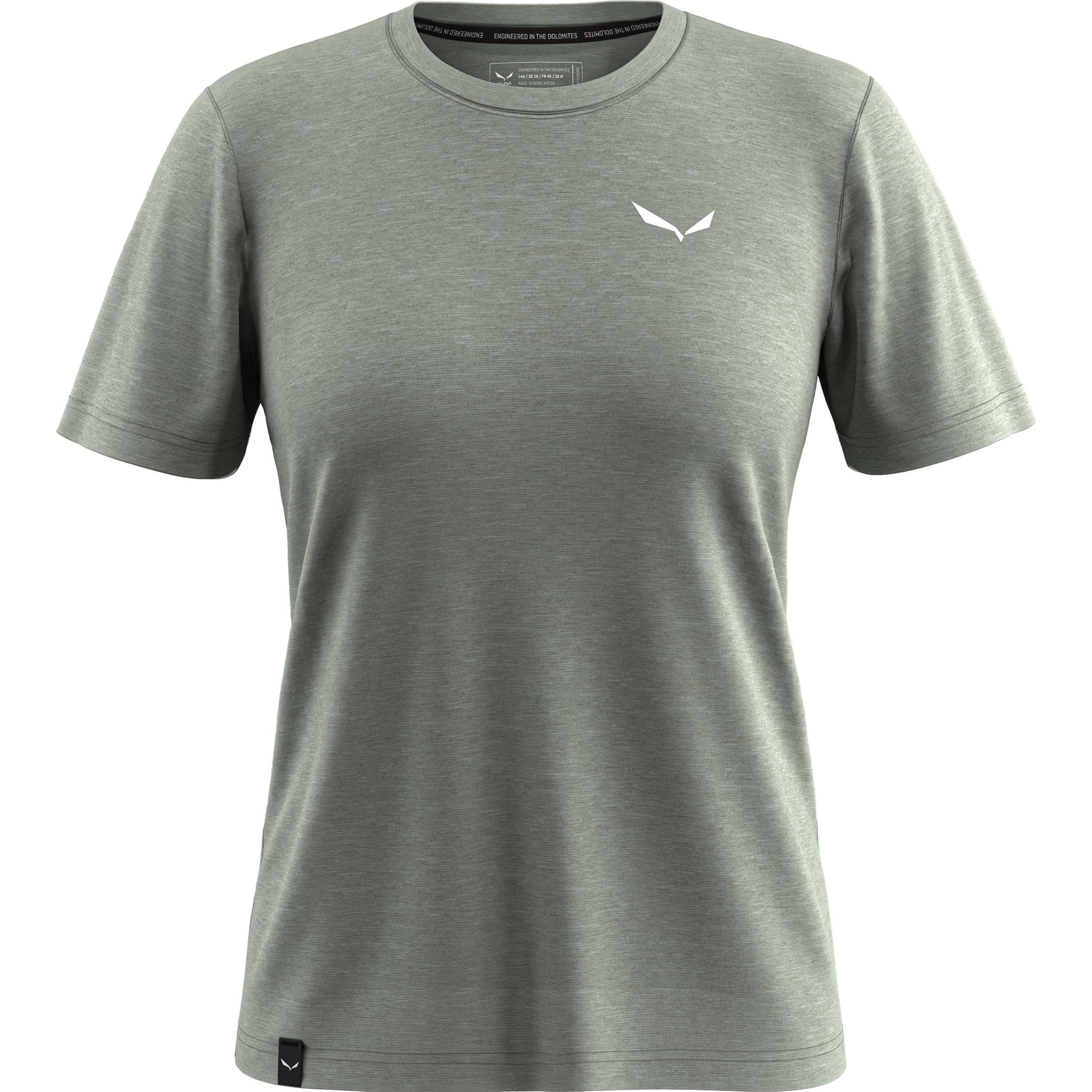 Salewa, Damen, Funktionsshirt, Eagle Minilogo Merino T-Shirt Damen (42, 48), Grau, 48, 42