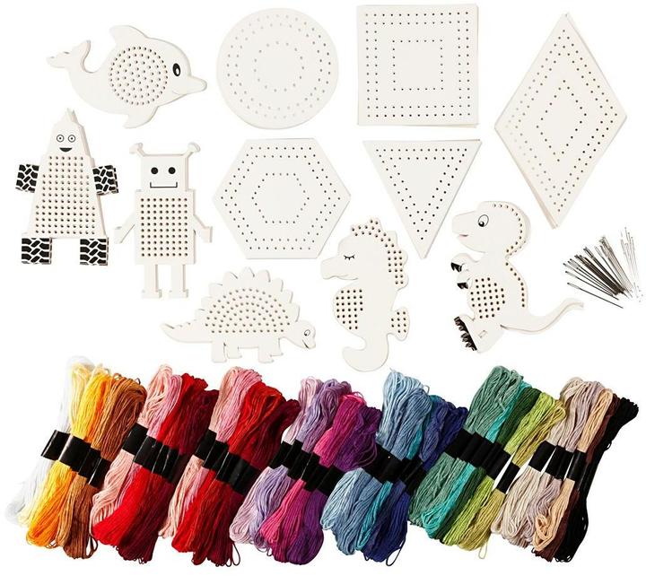 Creativ Company Stickgarn mit Stickrahmen assortiert