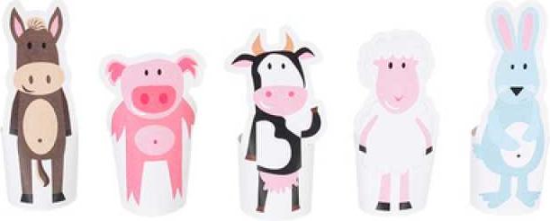 Image du produit Pukaca Ensemble de marionnettes à doigt en papier. 8 animaux de la ferme