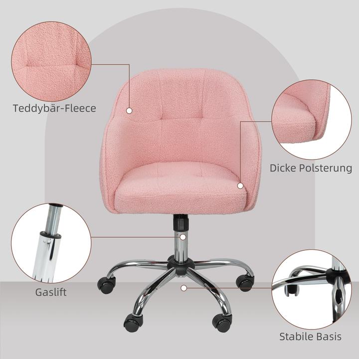 Produktbild Homcom Bürostuhl Polyester, Kunstleder Rosa