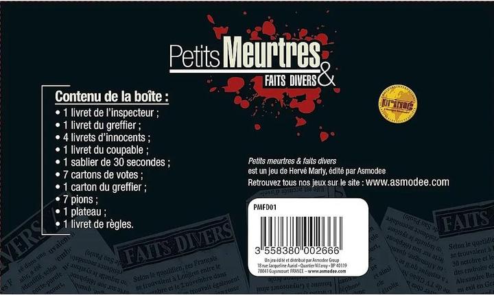 Immagine prodotto Asmodée Petits Meurtres Et Faits Divers (Francese, 4 - 7 Giocatori)