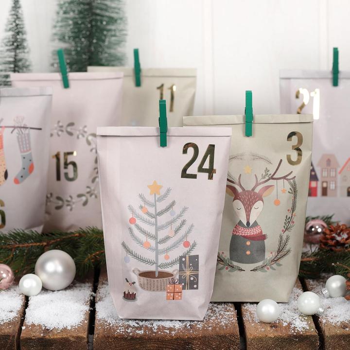 Immagine prodotto Papierdrachen Adventskalender DIY-Set, 24 Geschenktüten, Motiv Hygge