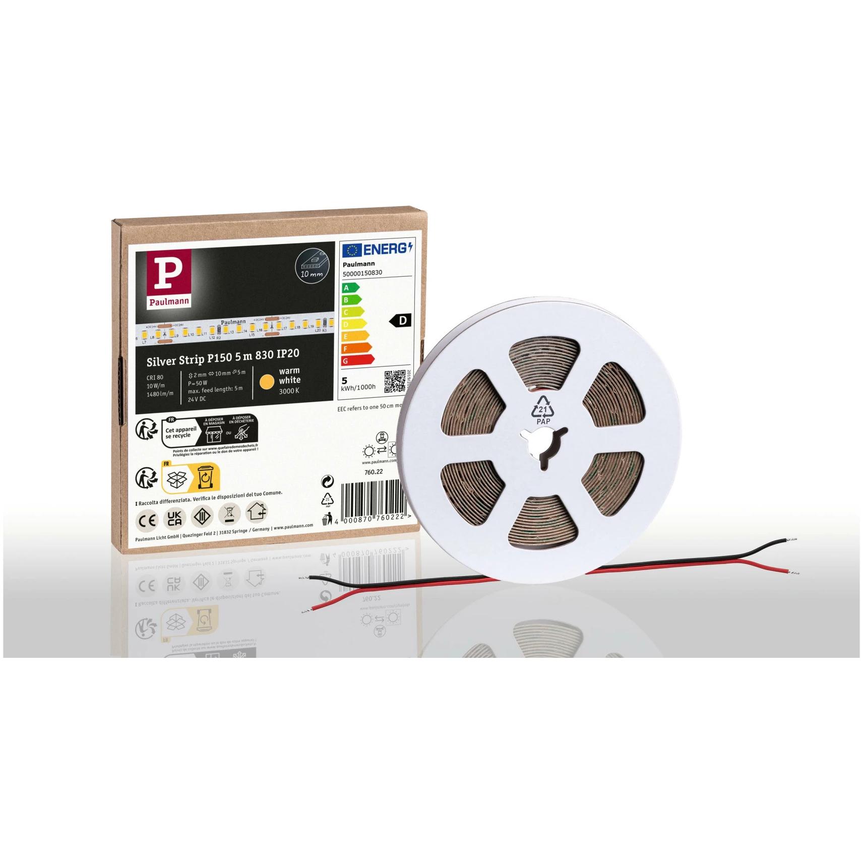 Paulmann, LED Streifen, Pro Strip Silver P150 (Warmweiss, 500 cm, Indoor)