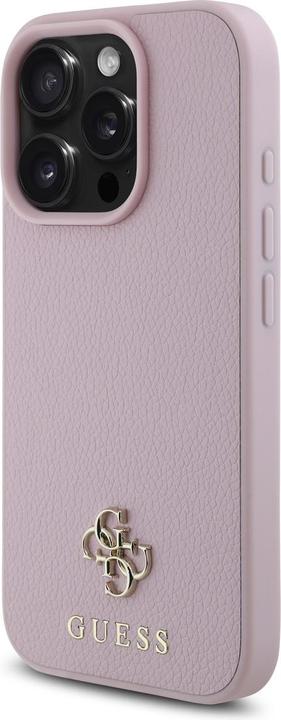Actual product image Guess PU Grained 4G Small Metal Logo MagSafe Case Cover for iPhone 16 Pro Max - Pink (Apple iPhone 16 Pro Max)