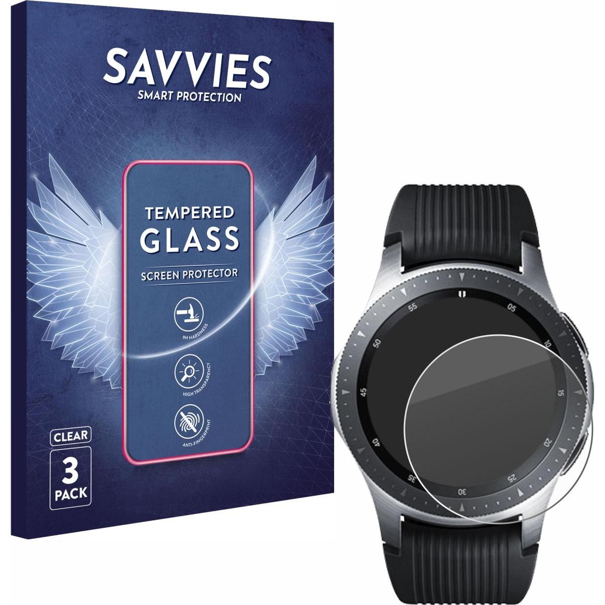 Savvies Panzerglas Hartglas Displayschutz, Smartwatch Schutzfolie, Transparent