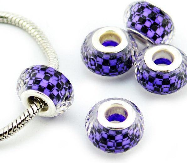 Produktbild Hermex Bead versilbert 925 - Silbrig Violett (Silber 925, Metalllegierung/Acrylglas-Kombination)