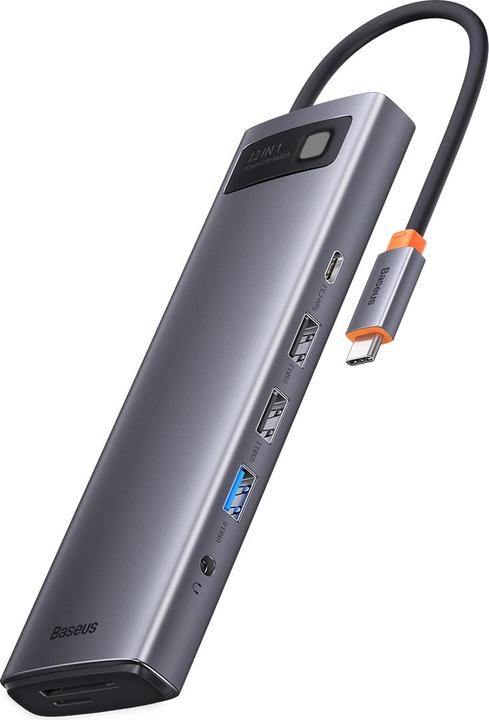 Productafbeelding Baseus Metal Gleam Series 12-in-1 Multifunctioneel Type-C HUB Docking Station Grijs (Type-C naar (USB-C, 12 ports)