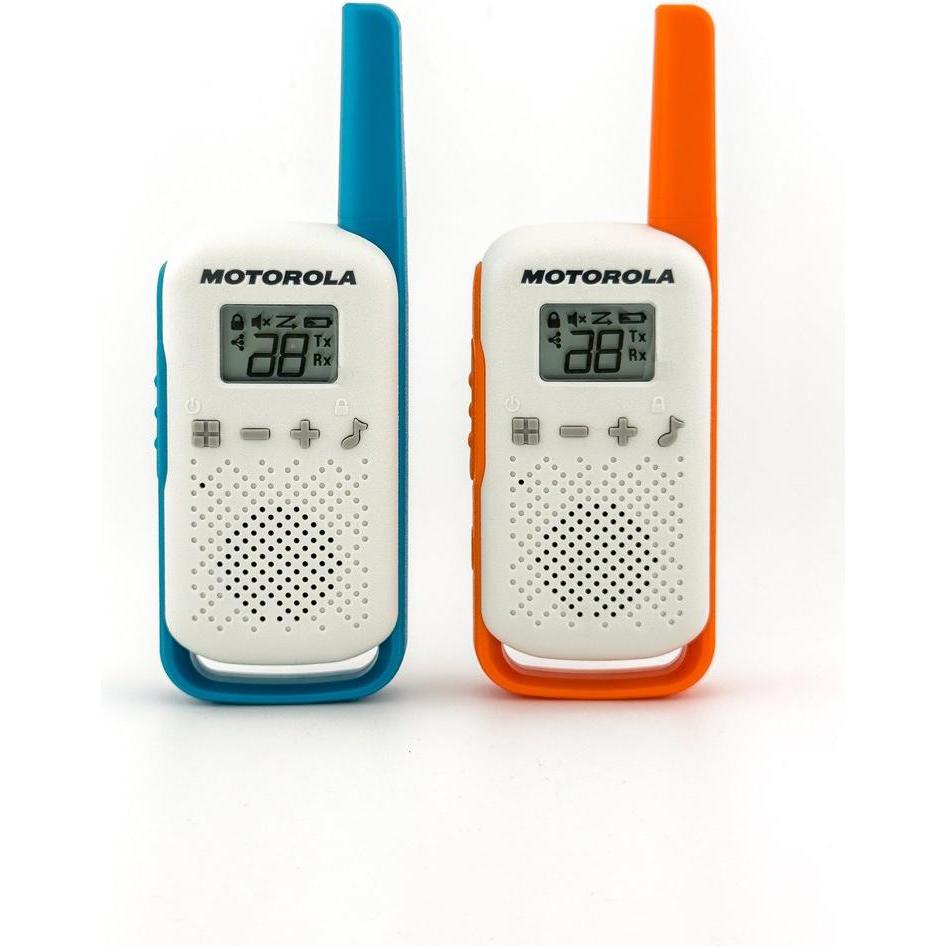 Motorola Radiotelefon T42 Gummy Twin Pack (4 km), Walkie-talkie, Arancia, Blu, Multicolore