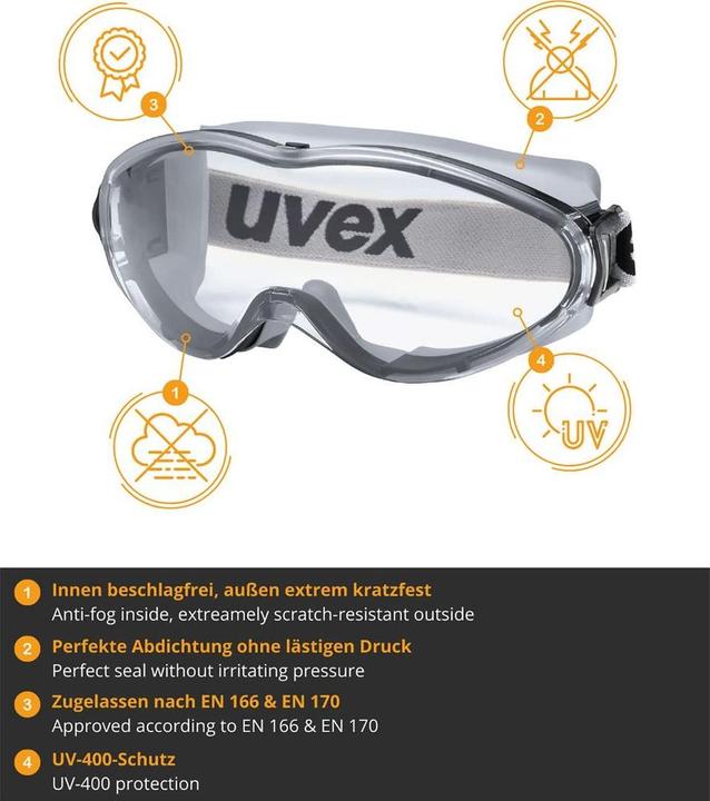 Actual product image Uvex Full-vision safety goggles