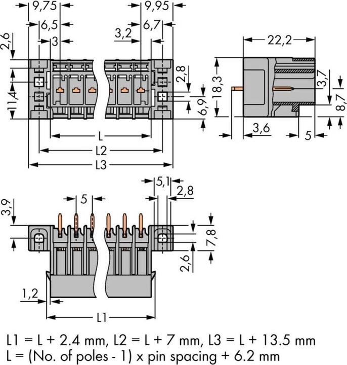 Actual product image Wago THT pin header Solder pin
