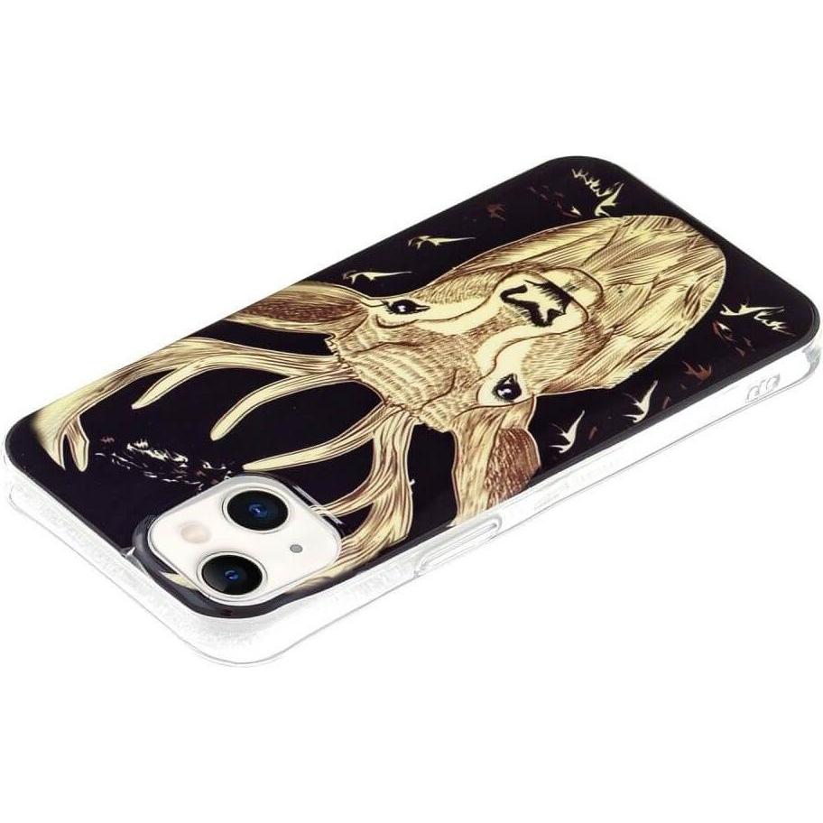 Thumbnail - Cover-Discount iPhone 15 - Nachtleuchtende Silikon Hülle Hirsch (Apple iPhone 15), Smartphone Hülle, Braun