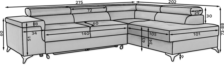 Actual product image ELTAP Eridano (4-seater, Sofa bed, Corner sofa)