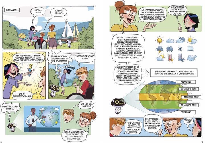 Actual product image National Geographic Wildes Wetter. Entdecke die extremsten Phänomene (Kreativ lernen mit Comics) (German, Fausto Chiodoni, Martina Naldi, Massimo Miato, Valentina Cambi, 2024)