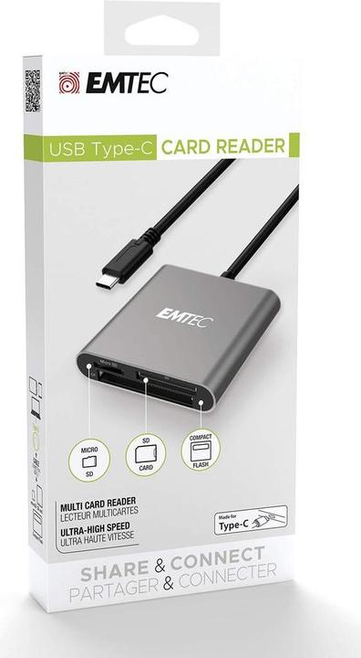 Actual product image Emtec T610C Card reader (SD, CF, microSD) (USB-C 3.1 Gen 1)