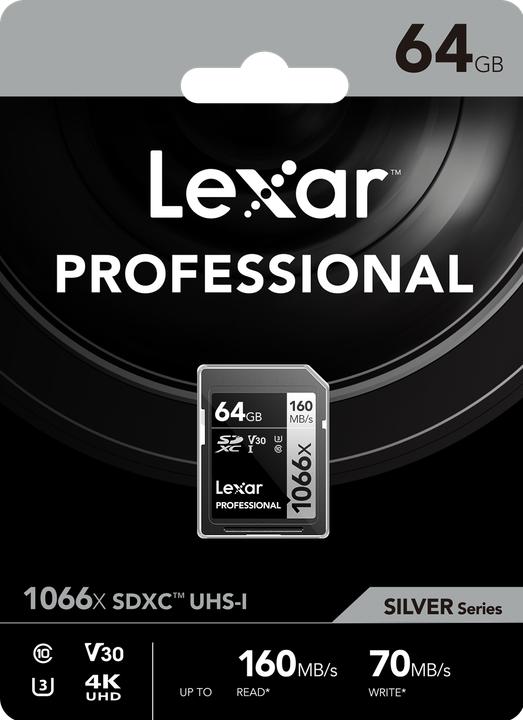 Actual product image Lexar PRO 1066x R160/W70 64GB U3 V30 UHS-I (64 GB, SDXC, U3, UHS-I)