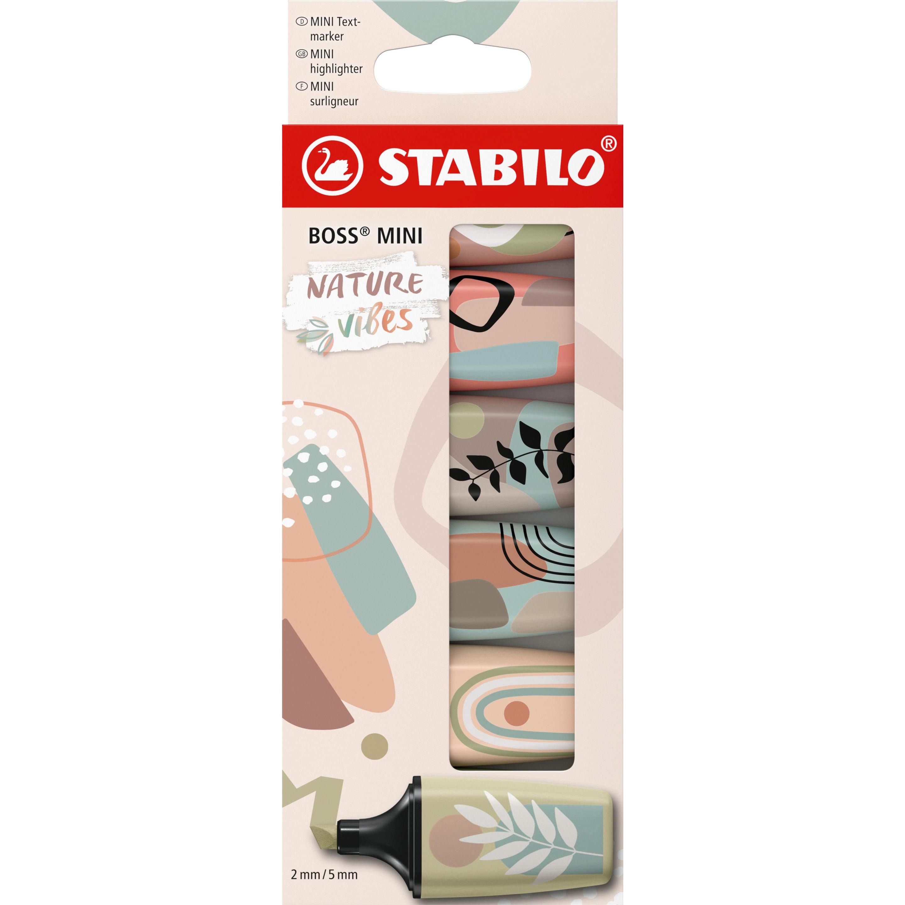 STABILO, Marker, Boss Mini Naturevibes 6er Etui (Umbra, Erdgrün, Sienna, Schlammgrün, warmes grau, Beige, 5 mm, 6 x)