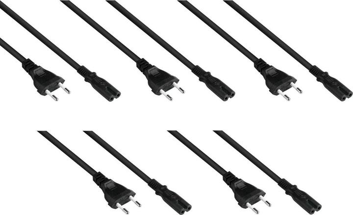Immagine prodotto Varia Euro-Netzkabel Euro-Stecker Typ C an C7Euro 8 Buchse, schwarz, 0,75mm, 3m - 5er (3 m)