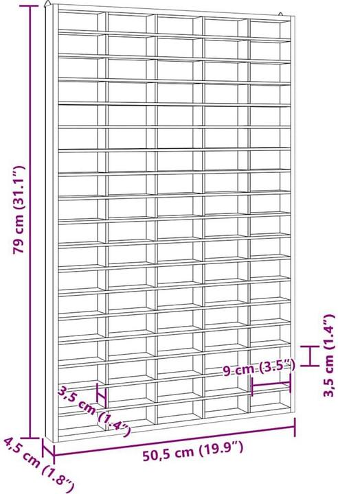 Image du produit VidaXL Vitrine murale (50.5 x 4.5 x 79 cm)