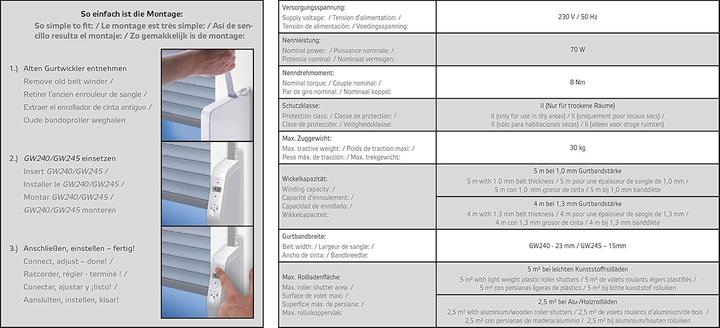 Voedingswaarden en ingrediënten Superrollo Elektrische bandopwinder GW245