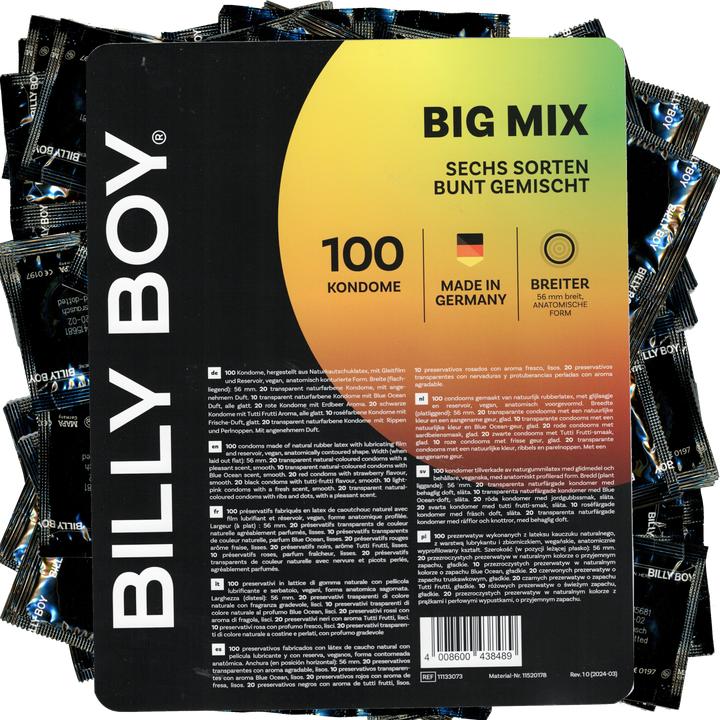 Produktbild Billyboy Billy Boy «Big Mix» 100er Kondome, 56 mm, aromatisiert, strukturiert, mit Reservoir (100 Stk.)