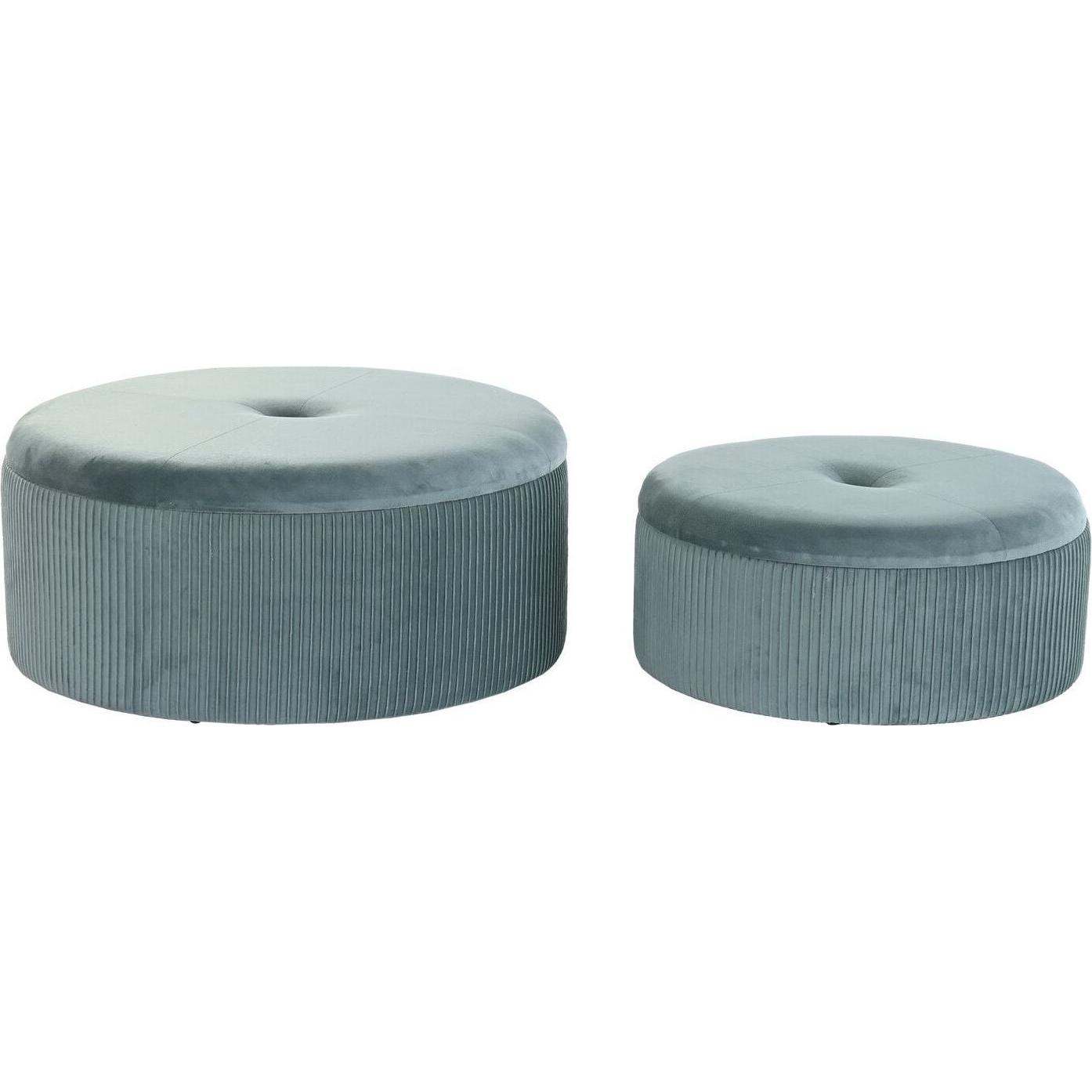 DKD Home Decor, Sgabello + Pouf, Footrest Green MDF Wood Velvet 70 x 70 x 28 cm