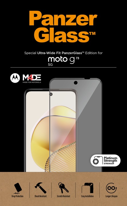 Actual product image PanzerGlass Ultra-Wide Fit (1 Piece, Motorola Moto G73)