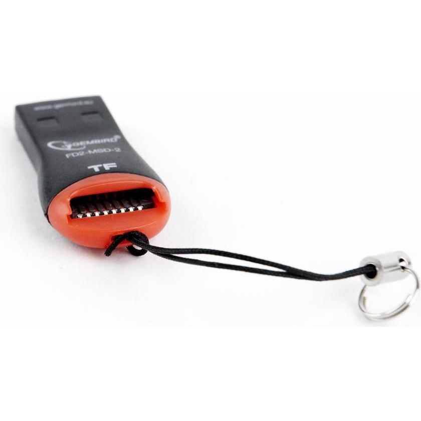 Gembird MicroSD card (USB 2.0), Speicherkartenlesegerät, Schwarz, Rot