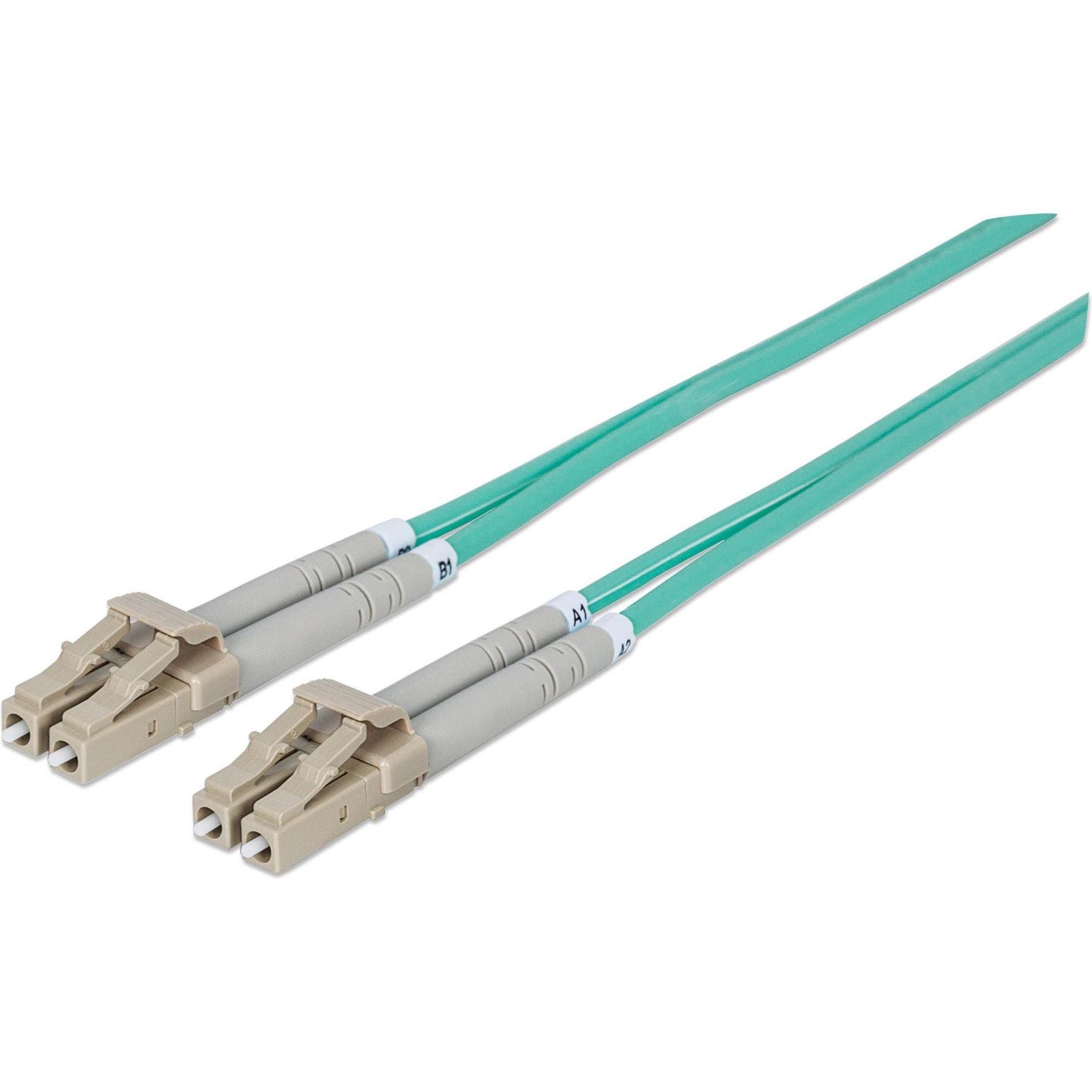 Intellinet LWL Anschlusskabel LC/LC Multimode OM3 aqua (LSOH, CAT7, 3 m), Netzwerkkabel