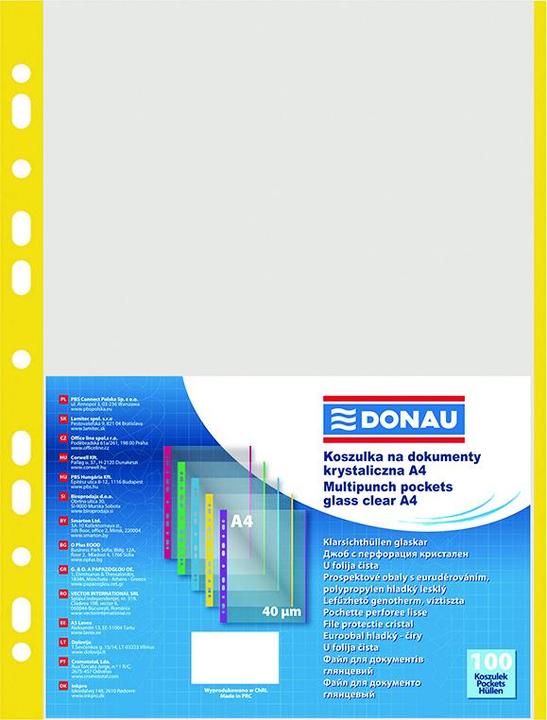 Actual product image Donau Document folders, PP, A4, crystal, 40 micron, coloured edge - yellow, 100 pcs. (A4, 100 x)