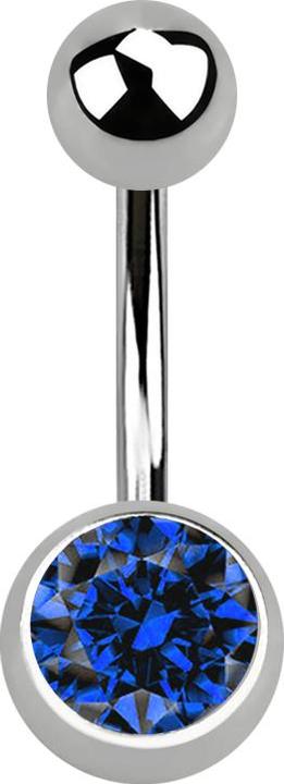 Actual product image Star Piercing Banana silver with ball and ball crystal dark blue (without brass, Titanium)