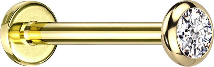 Actual product image Star Piercing Micro Threadless Labret gold plated disc rounded crystal silver (without brass, Titanium)