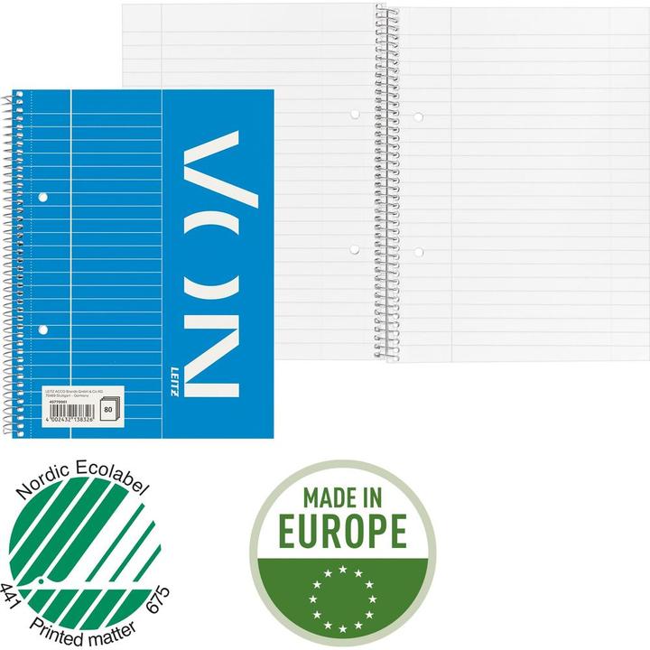 Image du produit von Notizblock A5 liniert, 80 Blatt, Blau, 5 Stück (A5, À rayures)