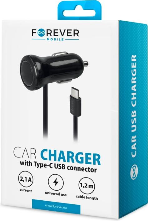 Immagine prodotto Forever Caricabatterie da auto per accendisigari, 2,1A USB tipo C