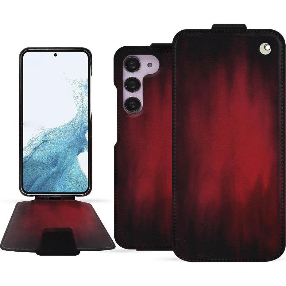 Noreve Lederschutzhülle vertikal (Samsung Galaxy S23), Smartphone Hülle, Rot