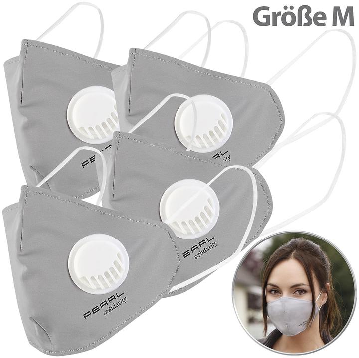 Actual product image Pearl Set of 4 mouth-nose fabric masks with valve (4 x)