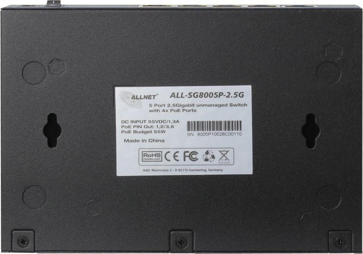 Immagine prodotto Allnet Switch non gestito a 5 porte 2.5GBit / 5x PoE / 1x LAN | Fanless / "ALL-SG8005P-2.5G" (5 Porti)