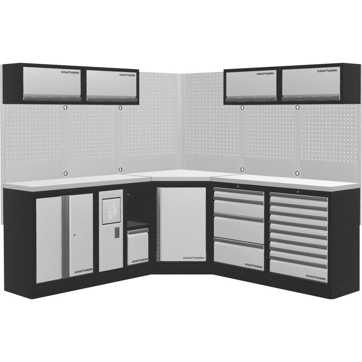 Kraftwerk, Werkstattschrank, Mobilio 5er Kombi Werkstatt-Schrankwand Edelstahl (48.80 cm, 200 cm)