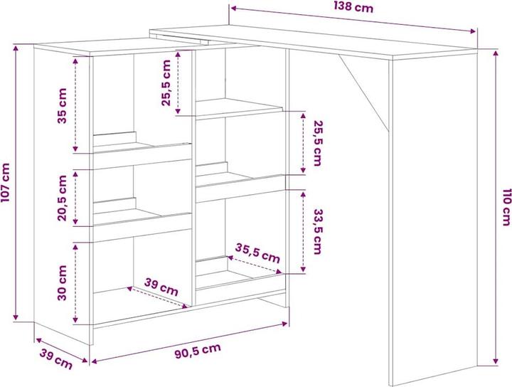 Produktbild vidaXL Bartisch (138 x 40 x 110 cm)