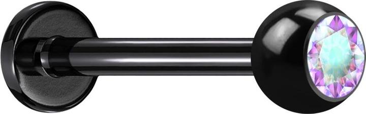 Produktbild Star Piercing Micro Labret schwarz mit Kugel und Kristall multicolor (ohne Messing, Titan)