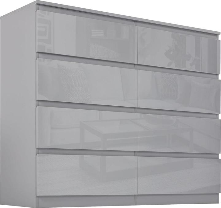 Produktbild HTI-Living Kommode Kenji 8 Schubladen Hochglanz Grau (115 x 40 x 97 cm)