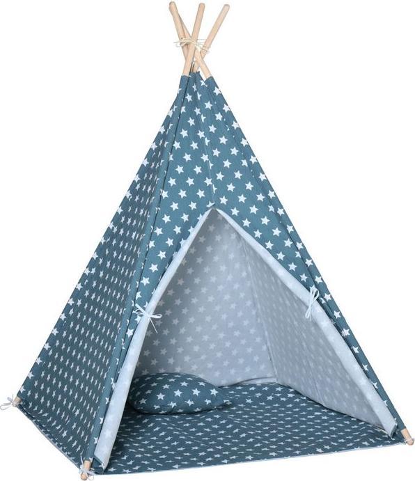 Produktbild Swisshandel24 Kinderzelt Indoor Tipi Kinderzimmer Tipi Zelt Outdoor faltbar Blau 120 x 120 x 155 cm