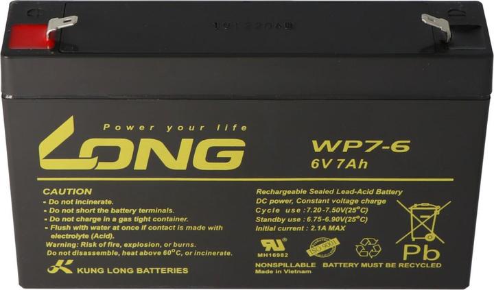 Produktbild Kung Long WP7-6 Akku Blei 6 Volt 7Ah, Faston 4,8mm (6 V, 7 Ah)